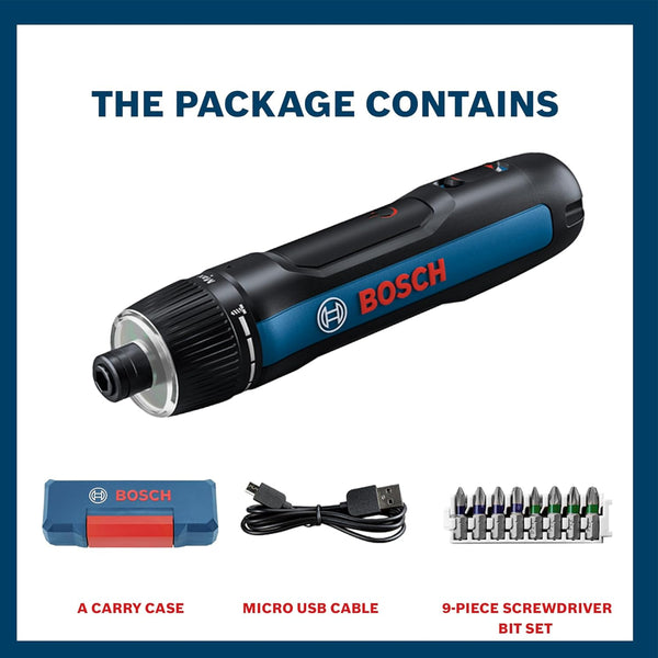 Bosch GO 3.0 3.6V Professional Cordless Screwdriver Kit | 9-Piece Screwdriver Bit Set, Speed 360RPM