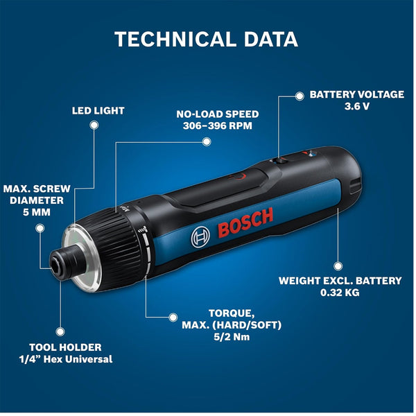 Bosch GO 3.0 3.6V Professional Cordless Screwdriver Kit | 9-Piece Screwdriver Bit Set, Speed 360RPM