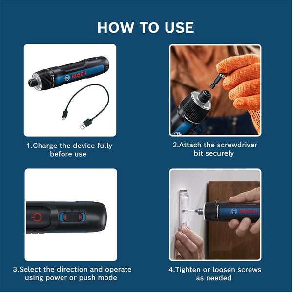 Bosch GO 3.0 3.6V Professional Cordless Screwdriver Kit | 9-Piece Screwdriver Bit Set, Speed 360RPM