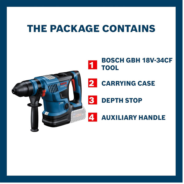 BOSCH CORDLESS ROTARY HAMMER BITURBO WITH SDS PLUS GBH 18V-34 CF 18V