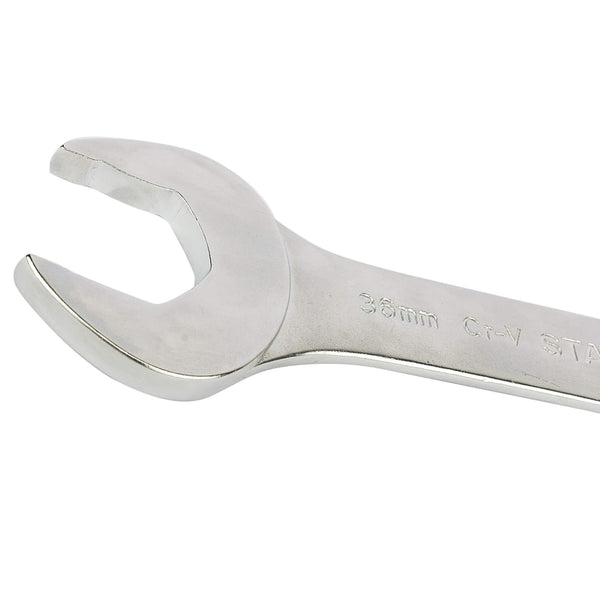 Stanley 72-061 34x36mm Double Open End Jumbo Spanner made from Chrome Vanadium steel with Maxi-Drive™ anti-slip jaws. Ideal for heavy machinery, construction, industrial maintenance, mining, and engineering applications.