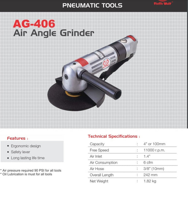 Ralli Wolf AG406 pneumatic angle grinder — 4