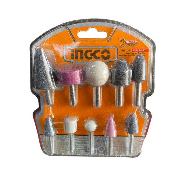 Ingco 10Pcs Accessories for Die Grinder & Mini Grinder AKB1001 | Grinding Burr Set
