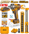 Ingco COSLI23056 20V Lithium-Ion 2-Piece Combo Kit – Brushless Impact Wrench & LED Work Lamp