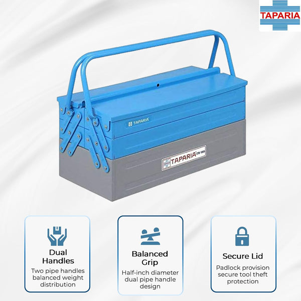 Taparia 5 Compartments Cantilever Tool Box (205x200x450) CTB1805 | Heavy Duty Steel Tool Storage Box