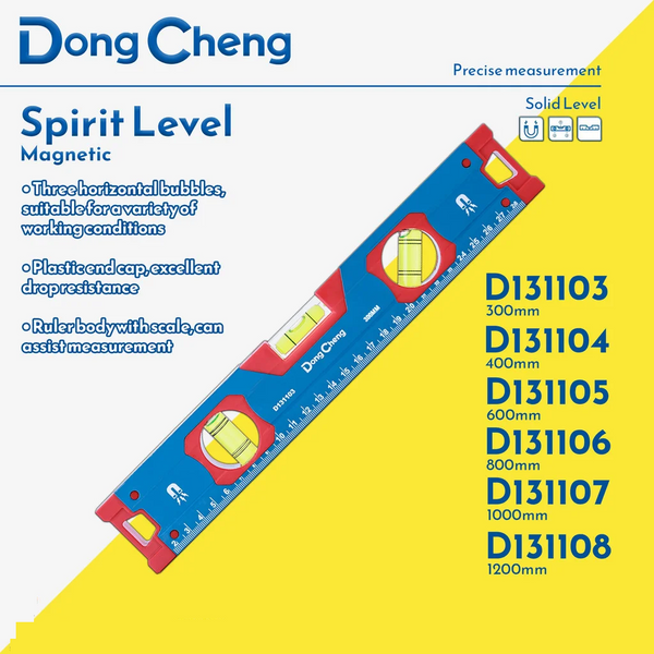 DONGCHENG HD131103 300 mm magnetic spirit level with ruler scale