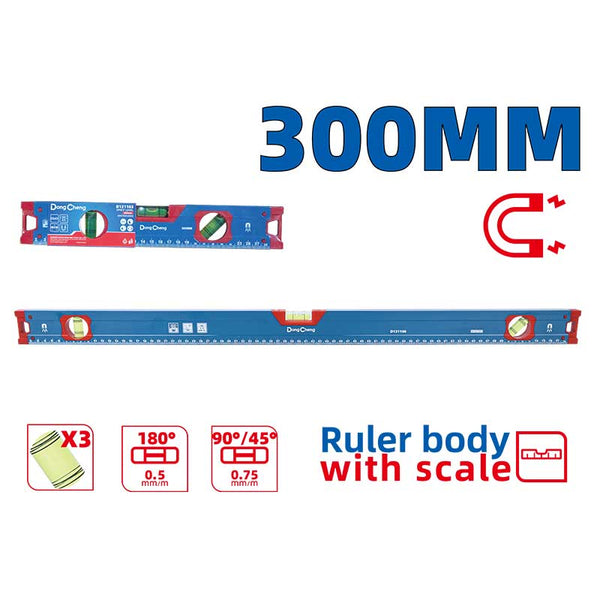 DONGCHENG HD131103 300 mm magnetic spirit level with ruler scale