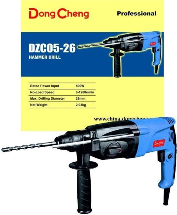 DONGCHENG DZC05-26B 800W SDS-Plus rotary hammer with auxiliary handle and case