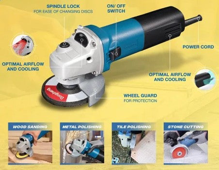 Dongcheng DSM03-100A 4Inch Angle Grinder (S1M-F03-100A) | 100mm Heavy Duty Grinding Tool