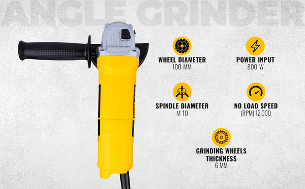 Dewalt DW803-IN 4-Inch Angle Grinder 100mm 1000W | Heavy Duty Metal Cutting & Grinding Tool