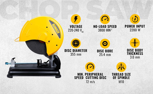 Dewalt DW871 14-Inch Chop Saw 355mm 2200W | Heavy Duty Metal Cutting Machine