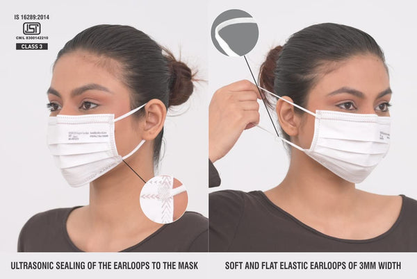 Karam Disposable Surgical 3 Ply Mask with Ear Loops RFM50 | Nose Protection