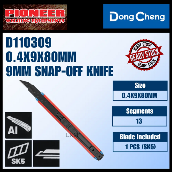 DongCheng HD110309 9mm Slimline Precision Snap-Off Utility Knife with Aluminum + ABS Handle & SK5 Blade