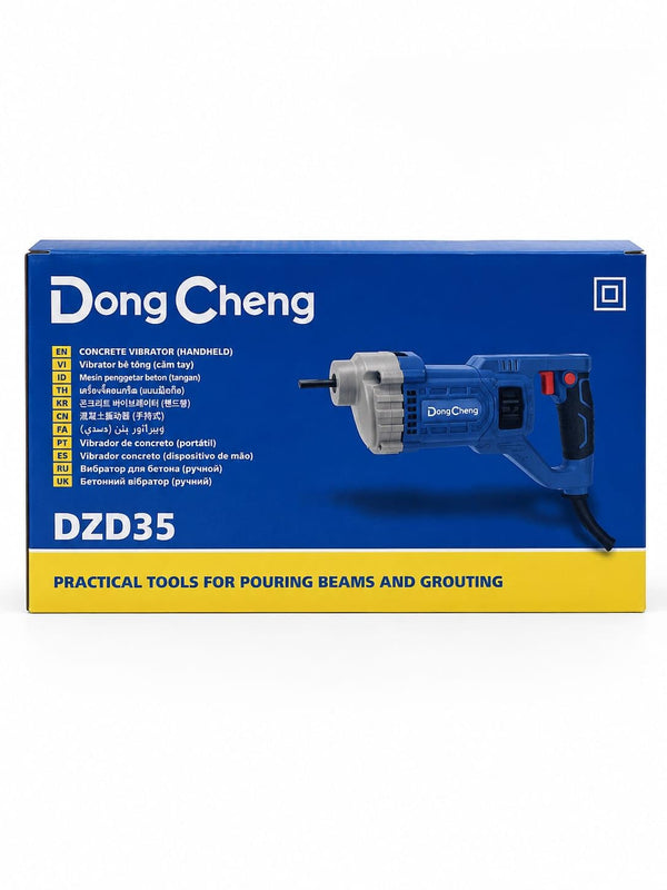 DongCheng DZD35 1200W Handheld Concrete Vibrator, 4300 RPM, 8mm Output Shaft, Cast-Aluminum Head and Rubber-Covered Handle for Concrete Compaction