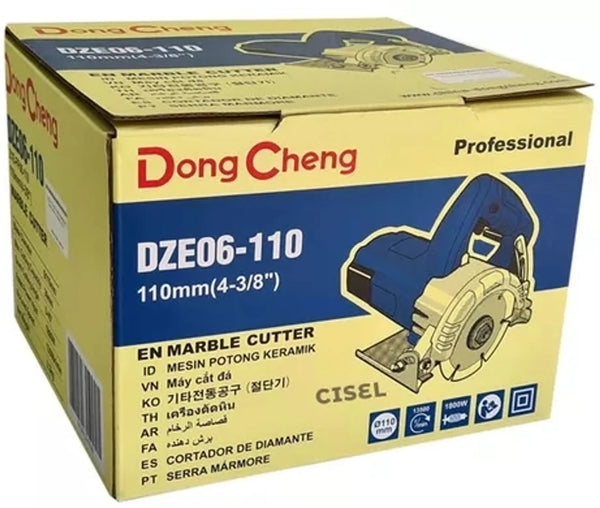 DongCheng DZE06-110 1800W Electric Marble Cutter, 110mm Blade, 13500 RPM, 30mm Maximum Cutting Capacity, Adjustable Cutting Depth and 0–45° Bevel Cutting