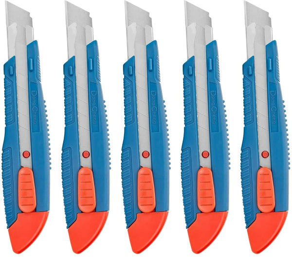 DongCheng HD110119 18mm Heavy-Duty Snap-Off Utility Knife with ABS + TPR Soft Grip & 3 PCS CK75 Blades