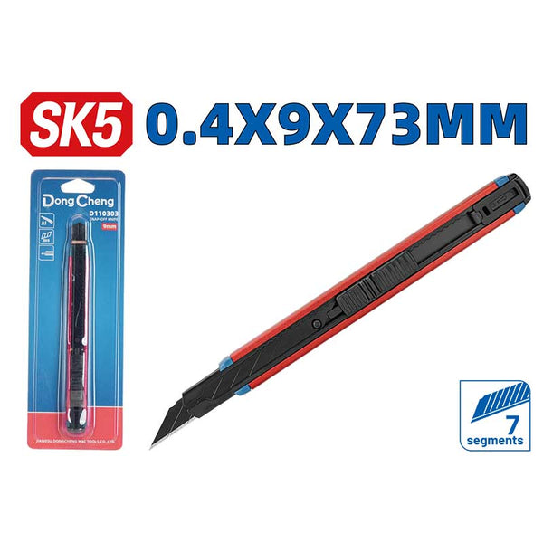 DongCheng HD110309 9mm Slimline Precision Snap-Off Utility Knife with Aluminum + ABS Handle & SK5 Blade