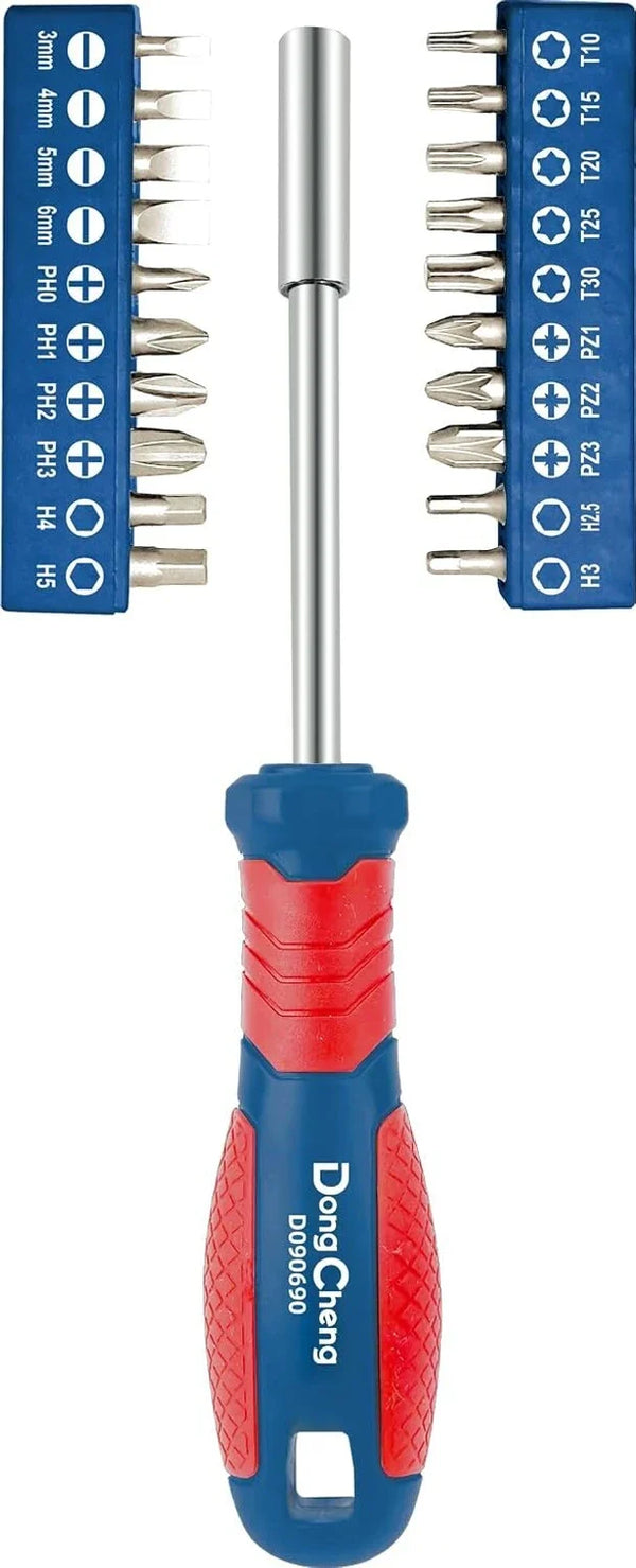 DongCheng HD090690 21-Piece Chrome Vanadium (CR-V) Screwdriver Bit Set with Magnetic Bit Holder