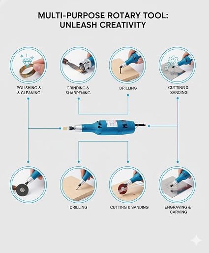 Dongcheng DSJ25B 240W Die Grinder, 26000 RPM High-Speed Electric Straight Grinder with 25mm Maximum Grinding Wheel Capacity and 6mm Collet
