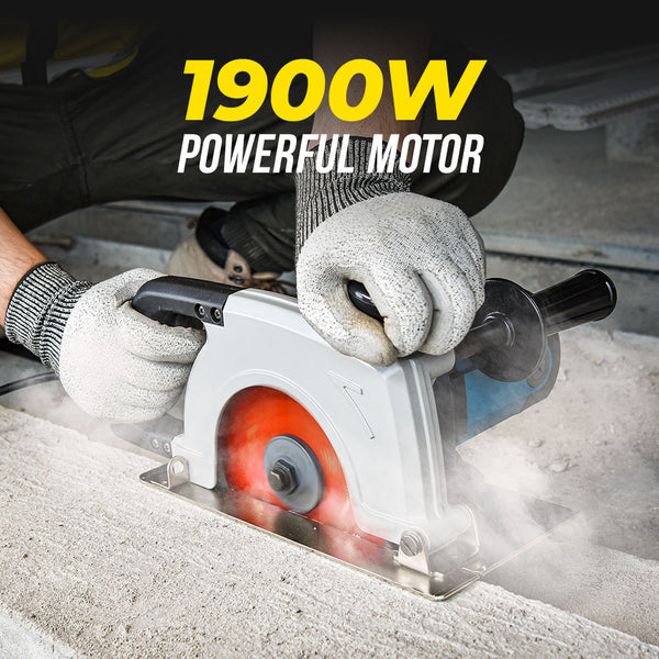Dongcheng DZE180S Marble Cutter 1900W, 180mm Blade, 5500 RPM, 58mm Cutting Capacity, Heavy-Duty Stone Cutting Machine