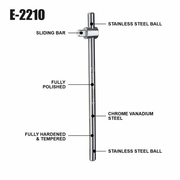 Eastman T Handle 3/4 Inch Sliding Bar 18Inch E-2210 | Heavy Duty Socket Wrench Handle