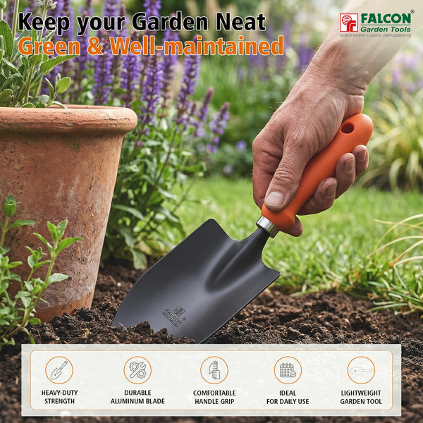 Falcon FWT-203, Hand Digging Trowel, Garden Trowel, Premium Trowel, Small Garden Trowel, Planting Tool, Transplanting Tool, Gardening Hand Tool, Soil Digging Tool, Nursery Tool, Pot Gardening Tool, Garden Hand Tools, Falcon Garden Tools