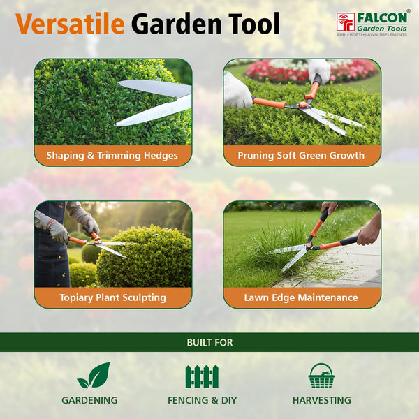 Falcon FHS-999(W), Falcon hedge shear, Premium hedge shear, 10 inch hedge shear, Hedge trimming tool, Garden hedge cutter, Wooden handle hedge shear, Hardened steel blade, Shrub trimming tool, Garden pruning tool, Landscaping tool, Horticulture tool, Gardening tools, Hedge trimming shears, Plant maintenance tool