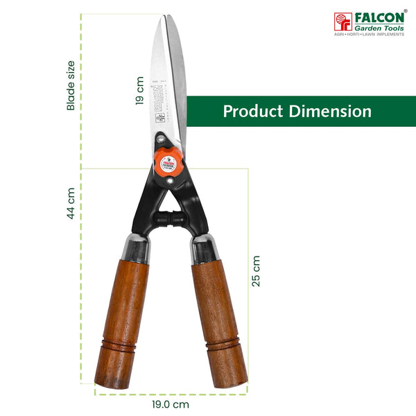 Falcon FHS-666, Falcon hedge shear, 200mm hedge shear, 8 inch hedge shear, Premium hedge shear, Wooden handle hedge shear, Hardened steel hedge shear, Hedge trimming tool, Garden hedge cutter, Shrub trimming tool, Garden pruning tool, Landscaping tools, Horticulture tools, Small garden tools