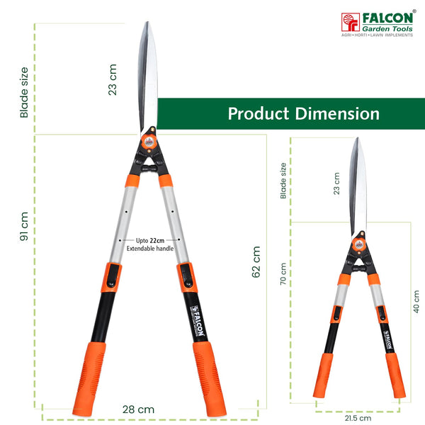 Falcon FHS-2016, Telescopic Hedge Shear, Premium Hedge Shear, Hedge Trimmer, Hedge Cutting Tool, Garden Hedge Cutter, Shrub Trimmer, Garden Pruning Tool, Telescopic Garden Tool, Aluminium Handle Hedge Shear, Hardened Steel Hedge Shear, Gardening Hand Tool, Landscaping Tool, Horticulture Tool, Falcon Garden Tools