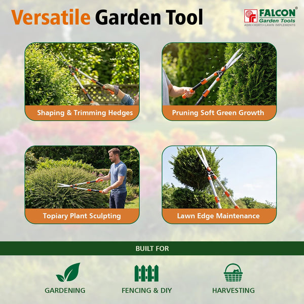 Falcon FHS-2016, Telescopic Hedge Shear, Premium Hedge Shear, Hedge Trimmer, Hedge Cutting Tool, Garden Hedge Cutter, Shrub Trimmer, Garden Pruning Tool, Telescopic Garden Tool, Aluminium Handle Hedge Shear, Hardened Steel Hedge Shear, Gardening Hand Tool, Landscaping Tool, Horticulture Tool, Falcon Garden Tools