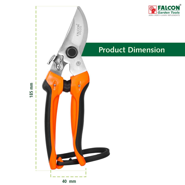 Falcon FPS-213, Pruning Secateur, Bypass Pruner, Garden Secateur, Pruning Shear, Gardening Tool, Plant Pruner, Branch Cutter, Horticulture Tool, Nursery Tool, Flower Pruning Tool, 185mm Secateur, 12mm Pruning Tool