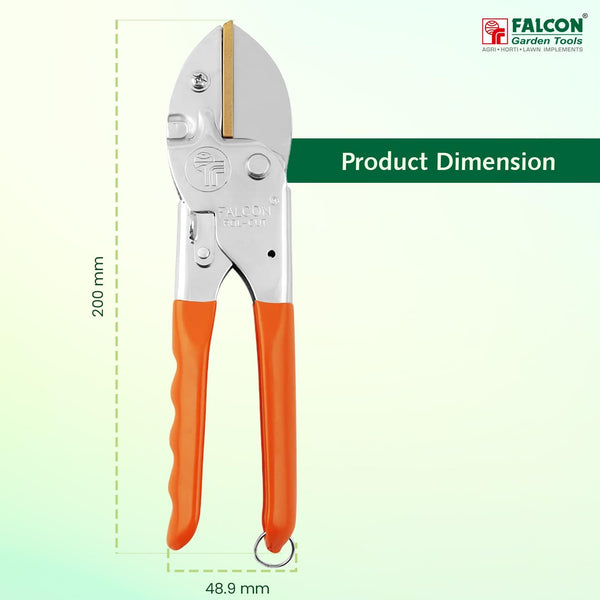 Falcon Regular, Falcon Pruning Secateur, Anvil Pruner, Pruning Secateur, Garden Secateur, Gardening Tool, Pruning Tool, Plant Pruner, Branch Cutter, Horticulture Tool, Nursery Tool, 200mm Secateur, 15mm Pruning Tool