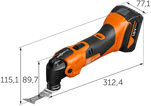 Fein AMM 500 Plus, Fein AMM 500, Fein MultiMaster, Cordless MultiTool, Oscillating MultiTool, 18V MultiTool, 2Ah MultiTool, AMPShare MultiTool, StarlockPlus MultiTool, QuickIN MultiTool, Cordless Oscillating Tool, MultiMaster Tool, Renovation Tool, Sanding Tool, Wood Cutting Tool, Metal Cutting Tool, MultiTool with Battery, Fein Power Tools, Nylon Bag MultiTool