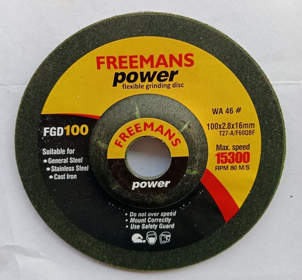 Freemans, Freemans FGD100-120, Flexible Grinding Disc, 4 Inch Grinding Disc, 100mm Grinding Disc, A120 Grinding Disc, 2.8mm Grinding Wheel, 16mm Bore Grinding Disc, Aluminium Oxide Grinding Disc, White Grinding Wheel, T27 Grinding Disc, Metal Grinding Disc, Stainless Steel Grinding Disc, Stone Grinding Disc, Deburring Disc, Chamfering Disc, Power Flexible Grinding Wheel, Angle Grinder Disc, Fabrication Grinding Disc, Industrial Grinding Wheel, Workshop Grinding Disc, Power Tool Accessories, Abrasive Grindin