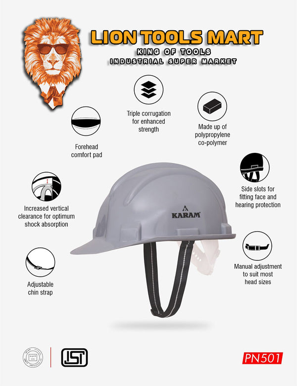 Karam Shelmet Safety Helmet with Protective Peak with Nape Type Adjustment, PN501 | Head Protection