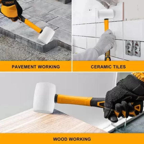 Ingco HRUH8916 Rubber Hammer Fiberglass Handle 450G