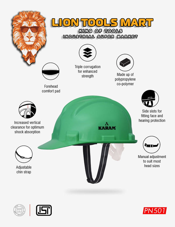 Karam Shelmet Safety Helmet with Protective Peak with Nape Type Adjustment, PN501 | Head Protection