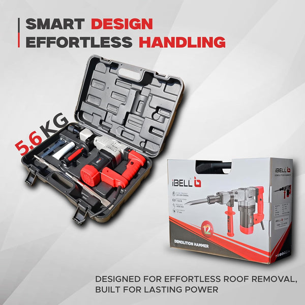 iBELL 6Kg Demolition Hammer DH10-78 | 1150W HEX Chuck Concrete Breaker with Anti-Vibration Handle