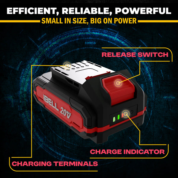iBELL One Power Series 20V 2.0Ah Li-Ion Battery | Spare Battery for Cordless Impact Wrench & Power Tools
