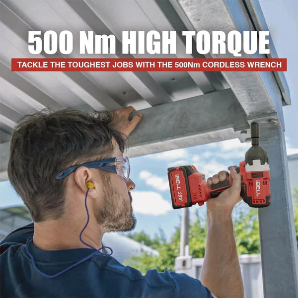 iBELL 20V Cordless Impact Wrench BW20-50 | 1/2 Inch Drive | 500Nm Brushless Motor with Li-Ion Battery