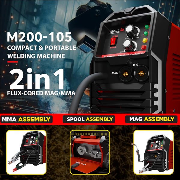 iBELL MIG-200 IGBT Welding Machine M200-105 | 200A MIG/MMA Welding Inverter Machine