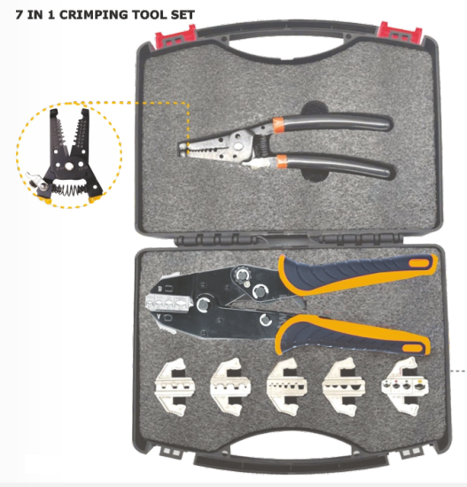 JAINSON INDRA 7 IN 1 CRIMPING TOOL SET |WIRE STRIPPER & CUTTER, CRIMPING TOOL, CRIMPING DIE, KIT BOX