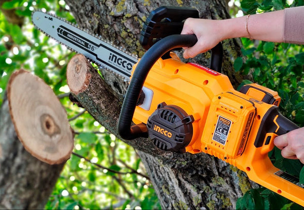 Ingco CGSLI40168, Ingco chain saw, 40V chain saw, Cordless chain saw, 16 inch chain saw, Brushless chain saw, Wood cutting machine, Tree pruning saw, Battery chain saw, P20S chain saw, Garden chain saw, Auto lubrication chain saw, Quick chain brake saw, Ingco cordless tools, Professional chain saw