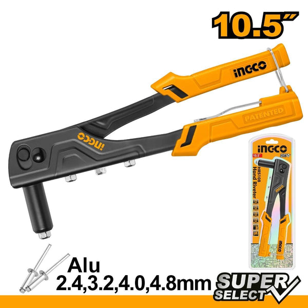 Ingco 10.5Inch Aluminium Hand Riveter HRS108 | Heavy Duty Pop Rivet Gun for 2.4–4.8mm Rivets