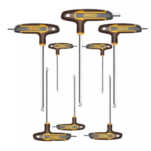 Ingco 8Pcs T-Handle Hex Wrench Set HHKT80818 | S2 Steel Allen Key Set