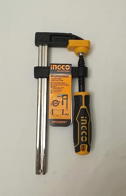 Ingco 6Inch (50x150mm) F Clamp with Plastic Handle, 170Kg Max Clamp Force HFC020501