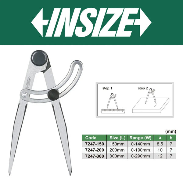 Insize Dividers 0-190mm 7247-200 | Precision Marking & Measuring Tool