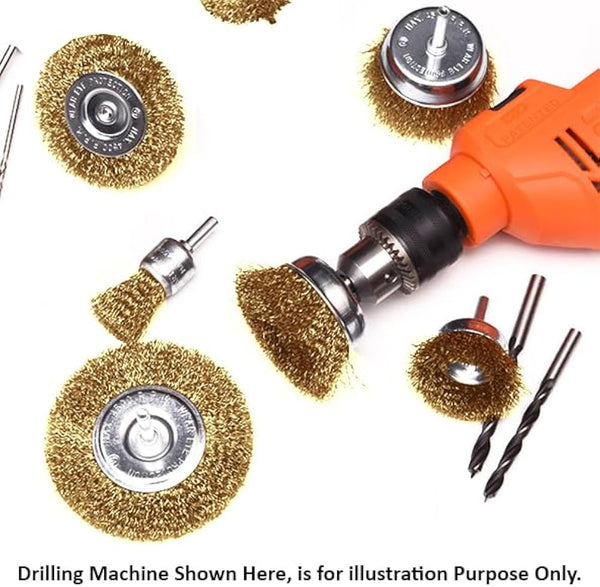 Jadever JDCE6401, 5 Pcs Wire Brush Set, Wire Brush Set, Circular Wire Brush, Cup Wire Brush, End Brush, 2 Inch Wire Brush, 3 Inch Wire Brush, 1 Inch End Brush, Brass Plated Wire Brush, Rust Removal Brush, Paint Removal Brush, Deburring Brush, Metal Cleaning Brush, Welding Cleaning Brush, Surface Preparation Tool, Drill Wire Brush, Power Tool Accessories, Workshop Tools, Fabrication Tools