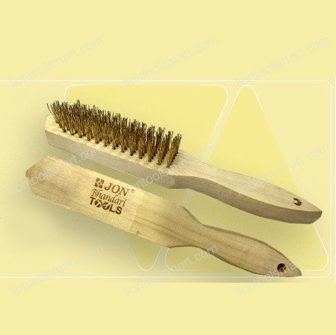 Jon Bhandari Wire Brush Wood Handle 6 Row B-026-A | Heavy Duty Cleaning Brush