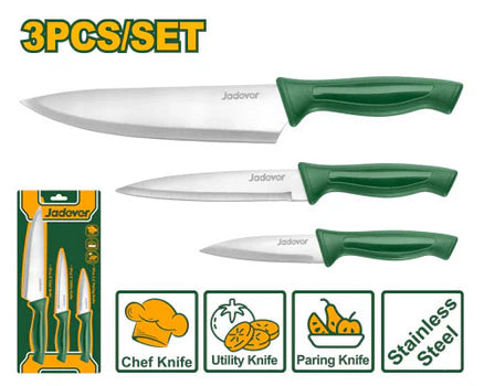 Jadever 3 Pc Kitchen Knife Set JDKK1K31 | Stainless Steel Chef Knives Set